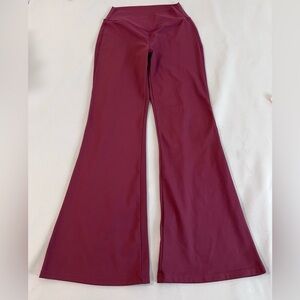 Women Yoga Pants Flare Leg V- Waist Bootcut Gym Workout Stretch Sz Medium Red